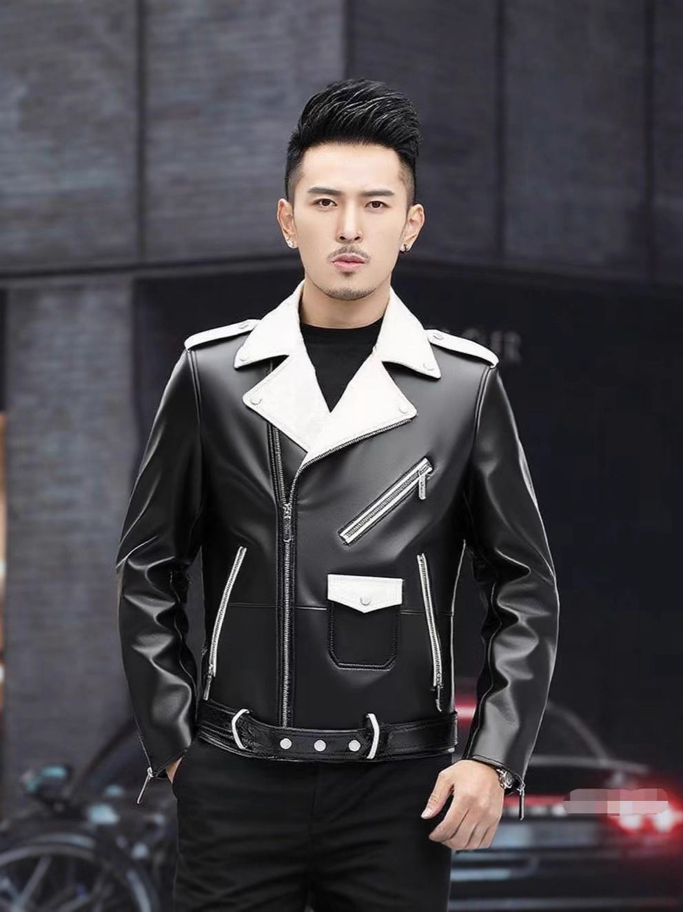 2025 New Handsome Leather Jacket Men's Spring and Autum New Trendy Korean Style Leather Casual Baseball Uniform Motorcycle Jacket