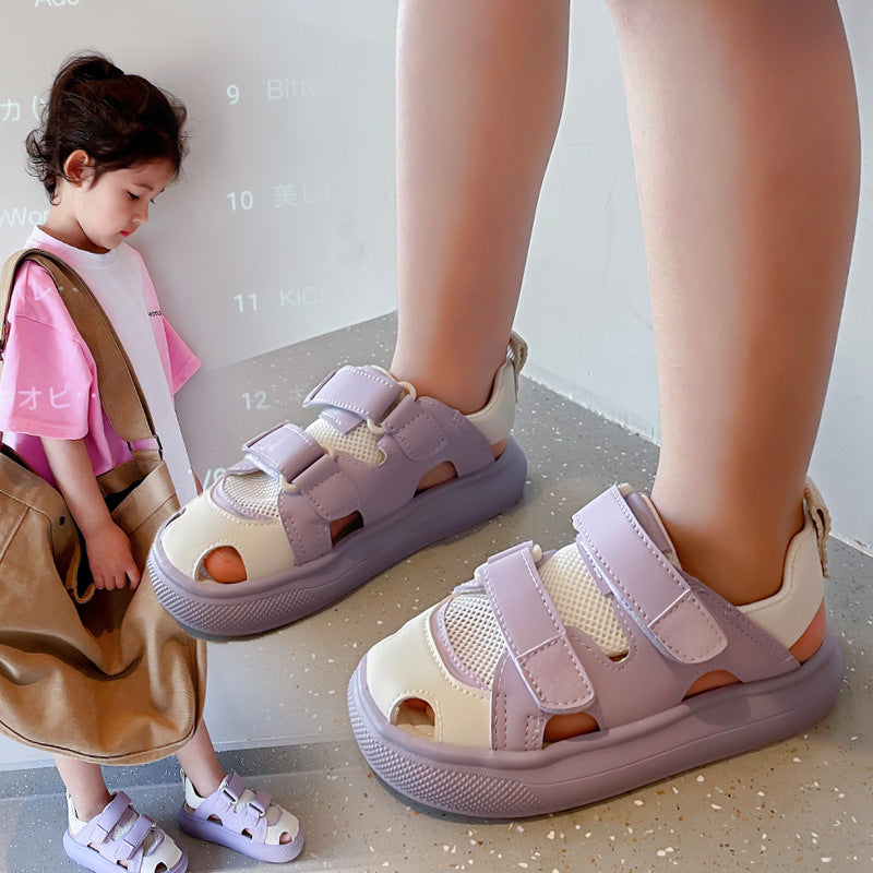 Children's Sandals 2026 Summer New Style Boys' Casual Shoes Korean Style Mesh Shoes Girls' Closed-Toe Anti-Kick Beach Shoes