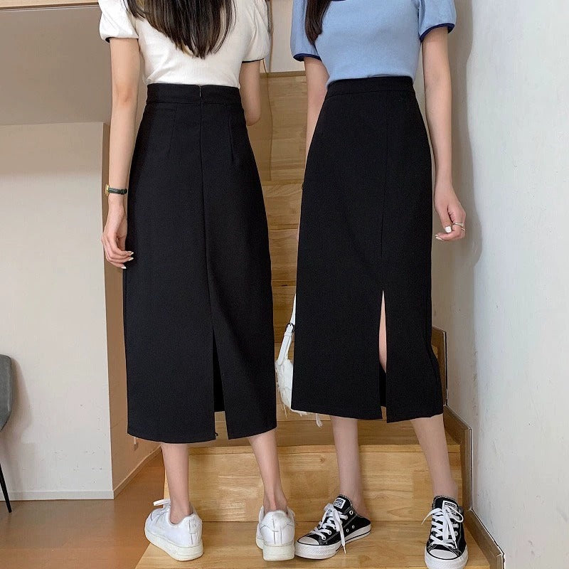 Design New Women's Autumn Skirts for Small People Niche 2024 Chic Black Skirt High Waist Long Skirt a Line