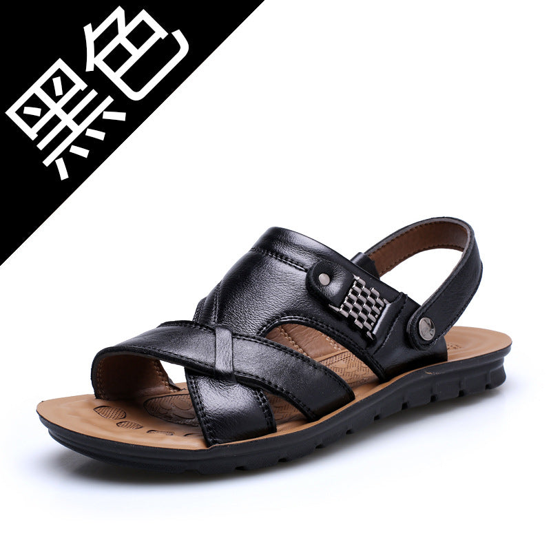 2026 Summer New Men's Sandals Trendy Genuine Leather Beach Shoes Large Size Top Layer Cowhide Casual Men's Slippers