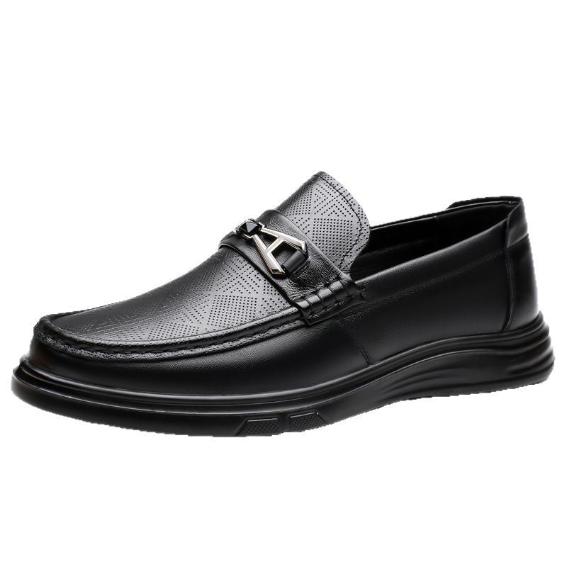 Loafers Men's Autumn Slip-on Lazy Casual Leather Shoes 2023 New Men's Cowhide Driving Peas Shoes Trendy