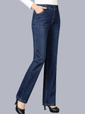 Mom's Jeans for Women 2026 Spring New High-Waisted Versatile Stretch Straight-Leg Pants Loose Long Pants for Middle-Aged Women