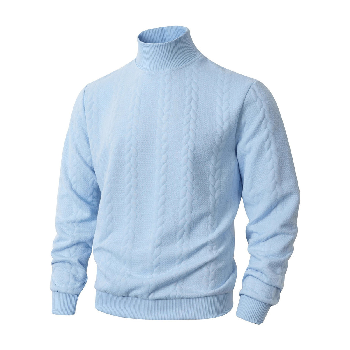 Cross-Border New Autumn and Winter Knitwears Pure Color Young Men's Fashion Jacquard Turtleneck Warm Wool Sweatshirts