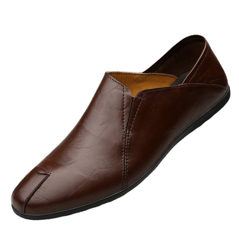 Men's Shoes Autumn and Winter Casual Leather Shoes Warm Shoes Men's British Slip-on Shoes Cotton Driving Lazy Loafers