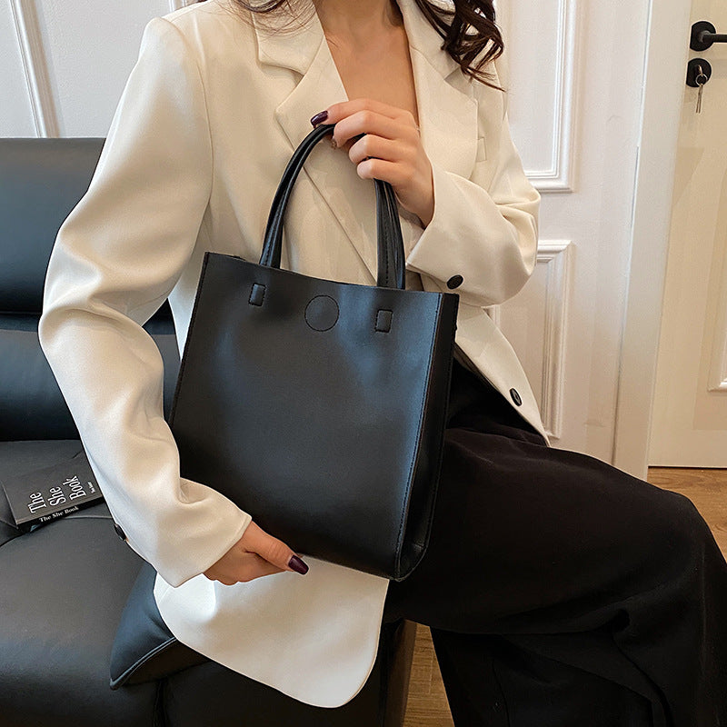 Popular Large Capacity Women's Bag Simple Western Style Trendy Commuter Handbag Texted Handbag Niche Tote Bag for Women