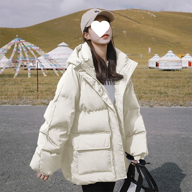 Women's Cotton Jacket Winter 2025 New Loose Student Puffer Jacket Short Thickened Hooded Cotton Coat Versatile Outerwear Cotton Padded Jacket