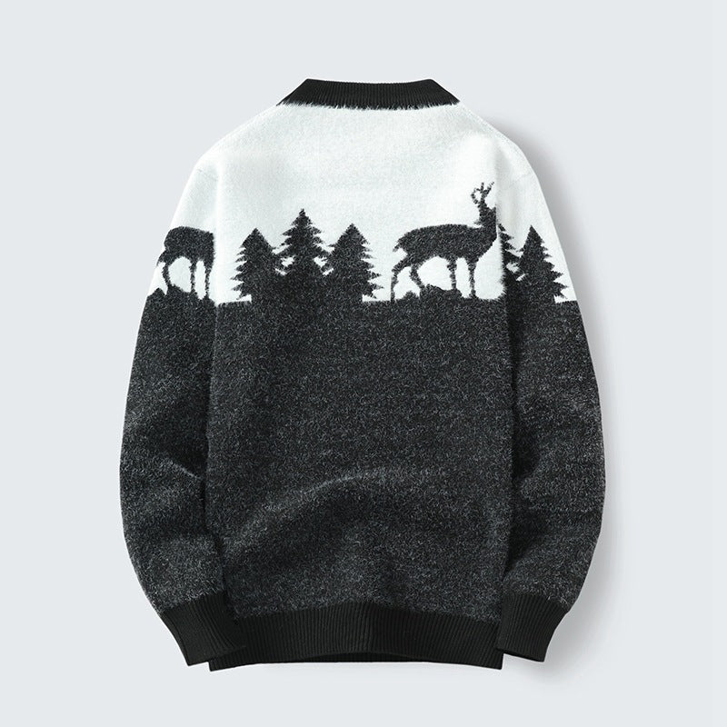 Round neck sweater factory spot on behalf of men's long sleeve jacquard round neck pullover base shirt youth sweater base