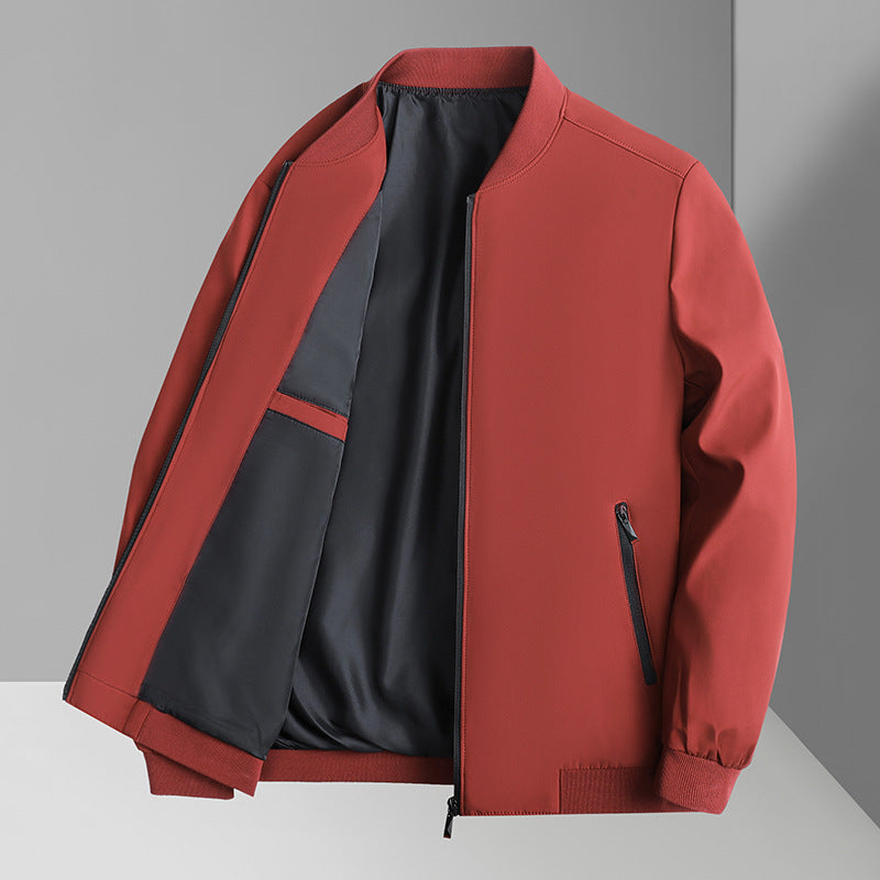 Jacket Men's Spring and Autumn New Arrival Middle-Aged Dad's Casual All-Match Outerwear Solid Color Trendy Coat Jacket