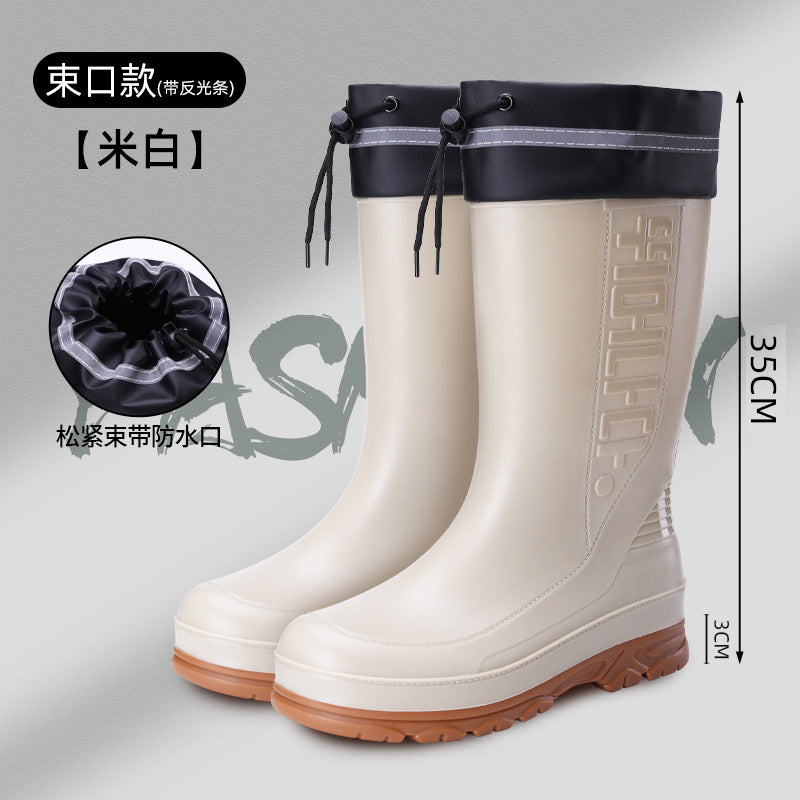 Korean Men's Mid-Calf Rain Boots, Trendy Rainy Day Rain Boots, Waterproof, Non-Slip, Wear-Resistant, Thick-Soled Men's Rubber Shoes, Water Shoes Wholesale
