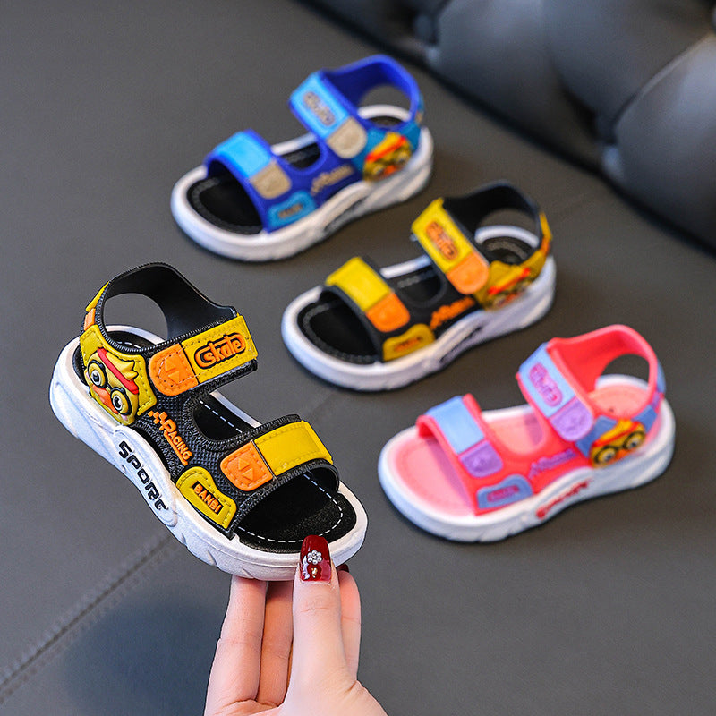 Boys Sandals 2025 Summer Large Children Non-slip Soft Bottom Velcro Casual Beach Shoes Girls Baby Shoes