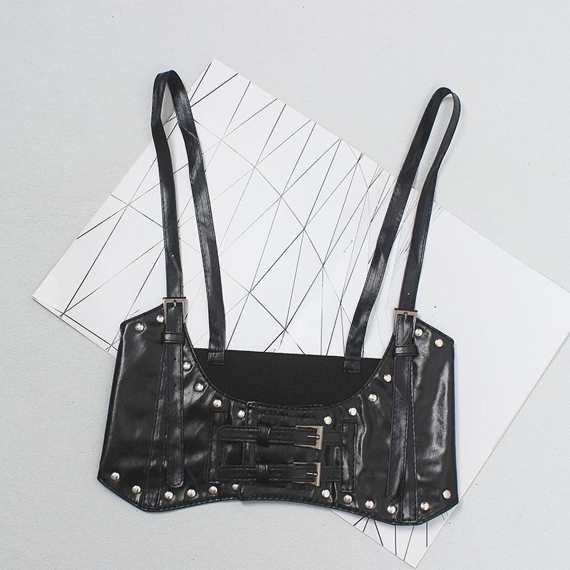All-match decorative vest strap elastic wide belt women's leather vest camisole waist seal lolita