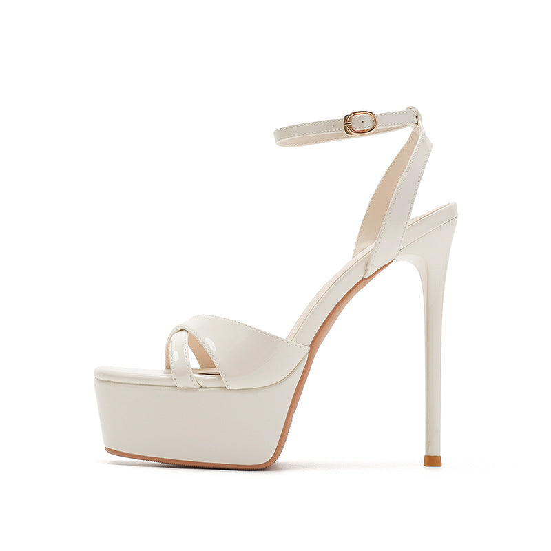 1488-6 Sexy Open-Toe Platform High Heels for Women with Square Toe and Stiletto Heels That Are Not Tiring for Feet and High-Heeled Sandals for Going Out