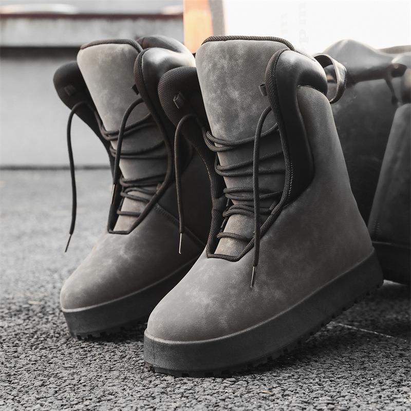 Cross-border 2025 New Men's Shoes Autumn High-top Niche Gypsum Boots Thick Sole Bread Casual Boots Y01