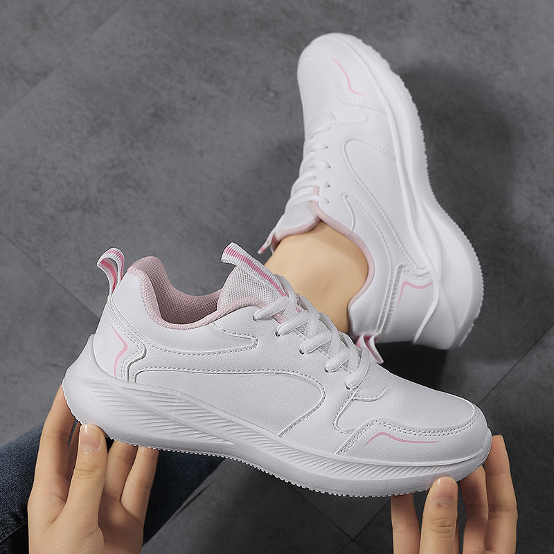 Quanzhou New Women's Fashionable Sports and Casual Shoes Outdoor Lightweight Non-Slip Soft Bottom Student Running Shoes White Shoes for Women