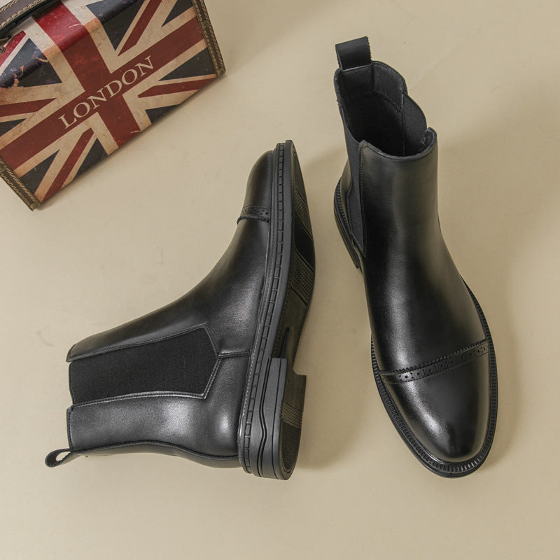 Men's Leather Boots Cross-Border Large Size Foreign Trade New Retro High-Top Leather Shoes Fashionable Men's Chelsea Boots Dropshipping