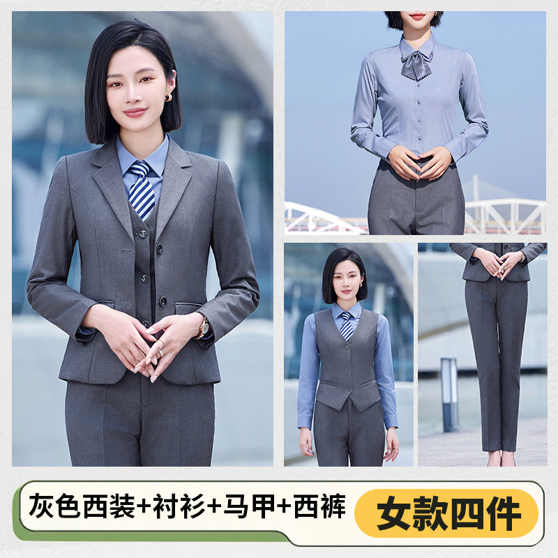 Autumn and Winter Thickened Men's Double-button Black Interview Business Dress Unisex Business Suit suit Three-piece Set