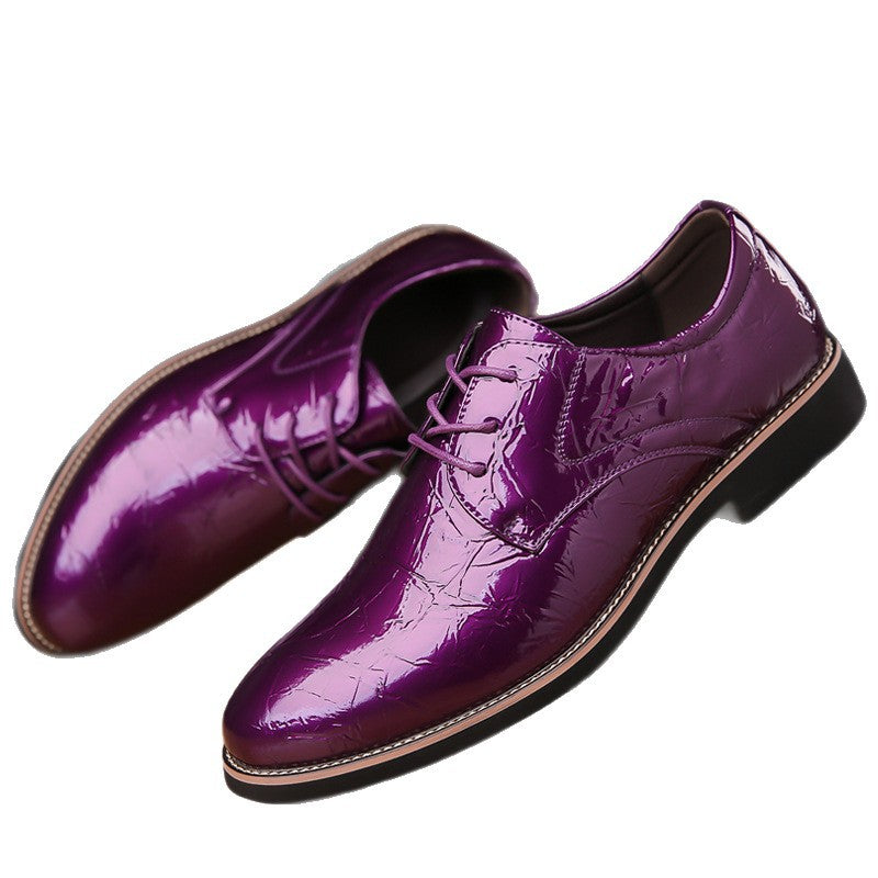 Cross-Border Men's Shoes Pointed Toe Lace-Up Multi-Color Wedding Business Party Banquet Office Formal Shoes Extra Large Size Leather Shoes