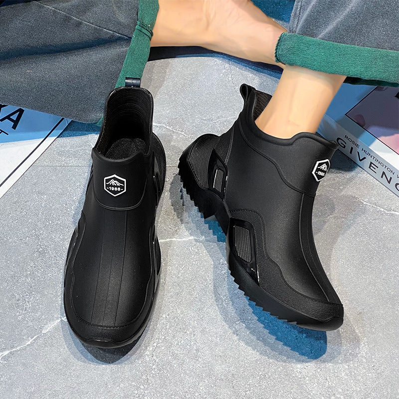 New Rain Boots Short-Tube Men's Adult Waterproof Shoes Women's Rain Boots Non-Slip Wear-Resistant Rubber Shoes Kitchen Fashion Fishing Water Boots