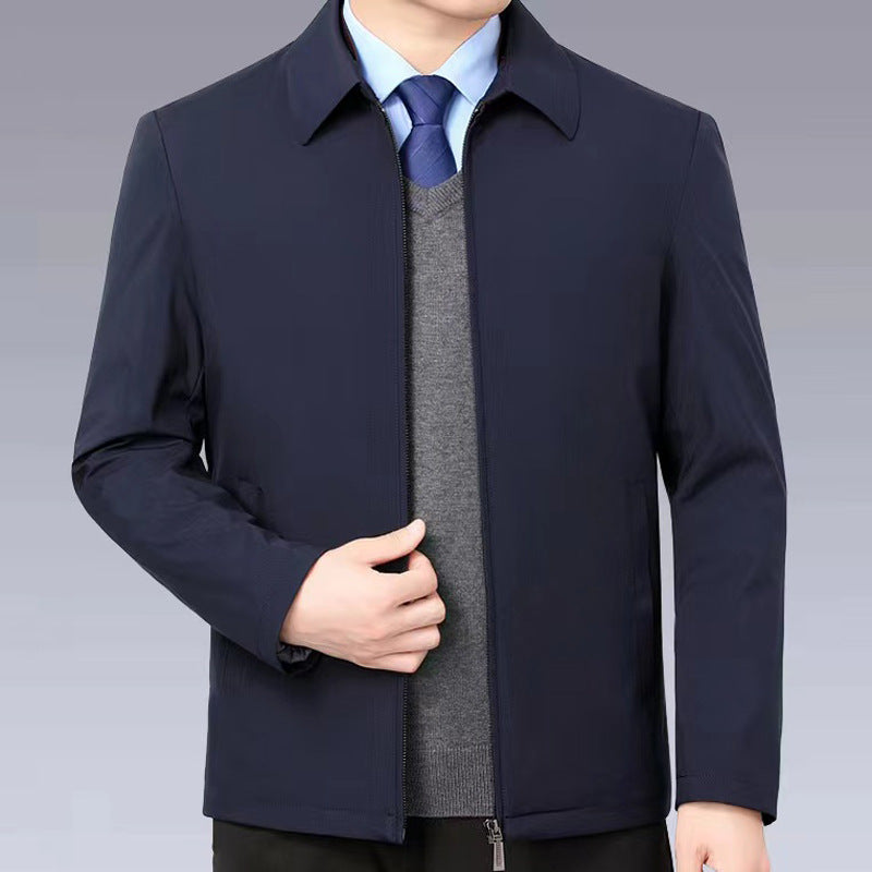 Manufacturer Wholesale Middle-Aged and Elderly Dad Jackets Men's Spring and Autumn Middle-Aged High-End Executive Jackets Button Casual Tops