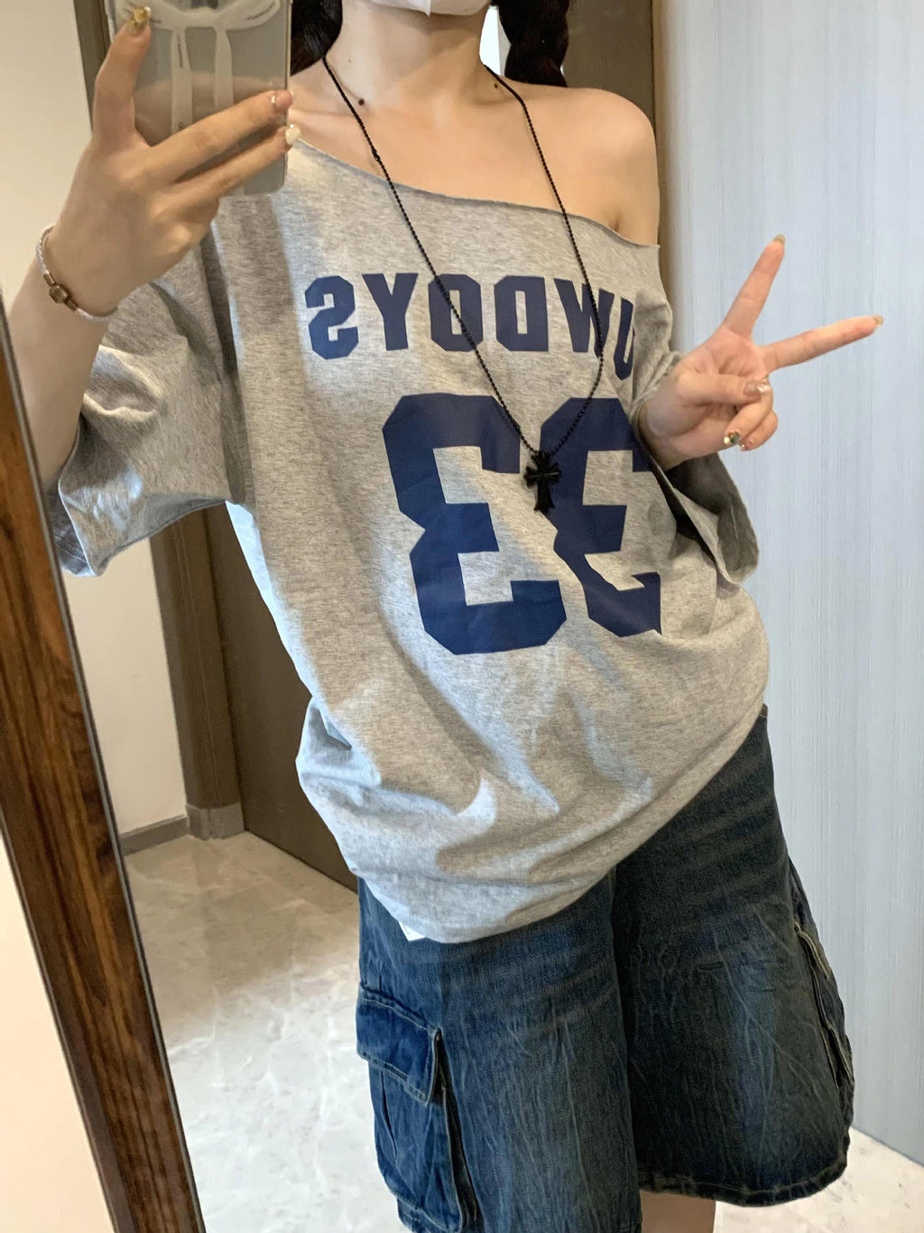 American Style Pure Desire Off-Shoulder Short-Sleeve T-Shirt for Women, 2025 Summer Loose Simple Style Slimming Sweet Spicy Girl Top Trendy