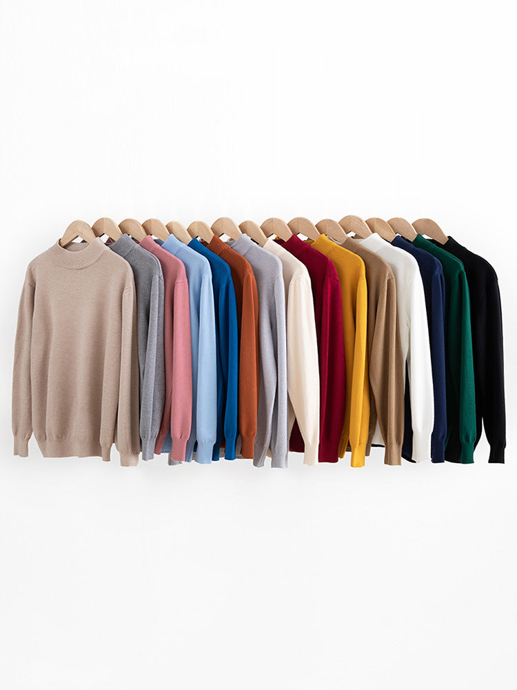 Autumn and winter semi-high collar men's pullover base sweater casual business loose fashion solid color long sleeve Andy velvet sweater