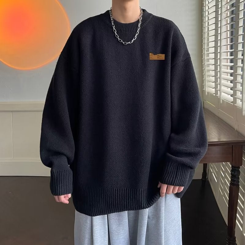 2023 sweater men's winter lazy pullover sweater fashion brand loose bottoming sweater coat casual all-matching
