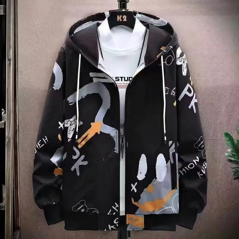 Korean-style New Hoodie Hong Kong-style Loose Simple Hooded Hoodie Cardigan Men's and Women's Fashionable Handsome All-match Jacket