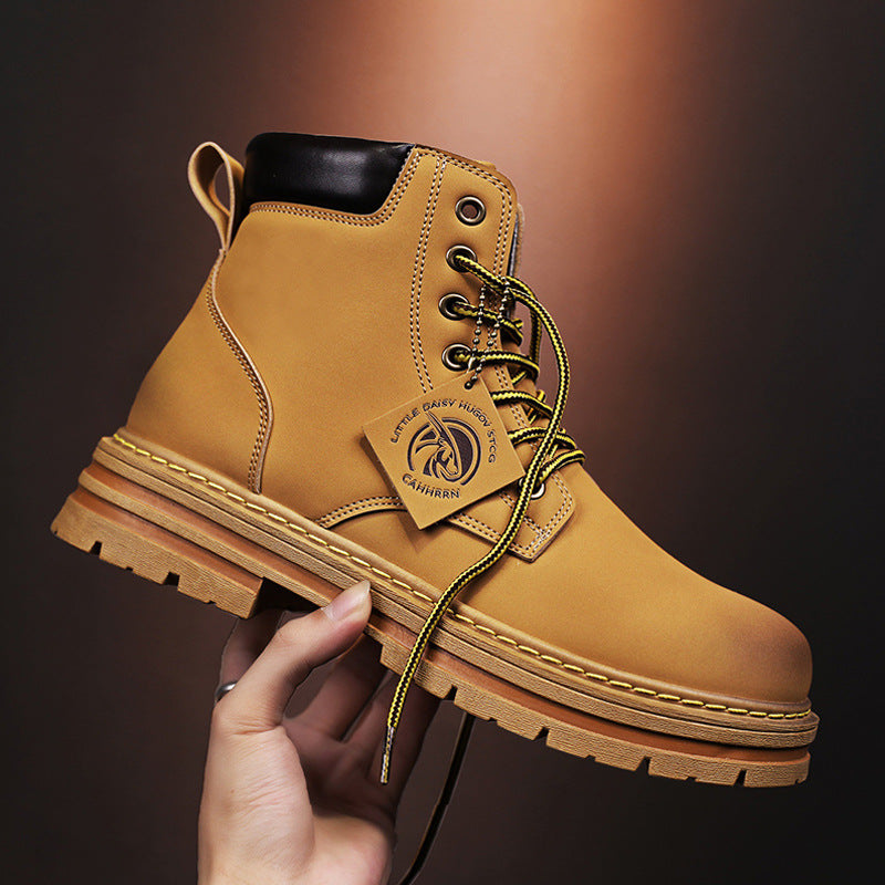 Big Yellow Boots, Big-Toe Martin Boots, 2025 Autumn and Winter High-Top Versatile Martin Boots, New Men's Work Shoes, Martin Boots