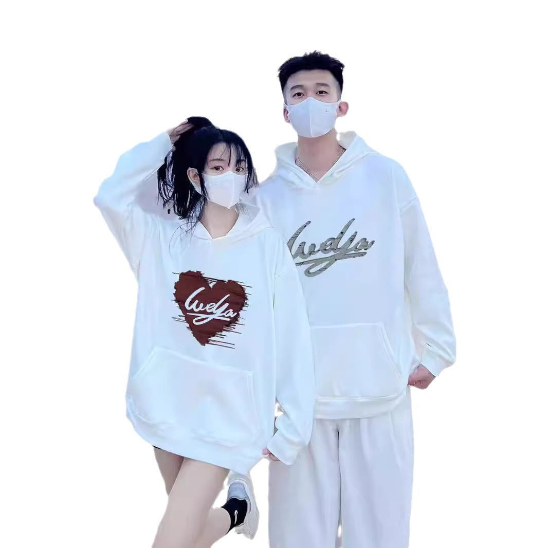 High-End Style Long-Sleeve Hooded Sweatshirt for Men and Women, Trendy Couple's Outfit for Autumn and Winter, with Added Fleece, Fashionable Brand Class Uniform