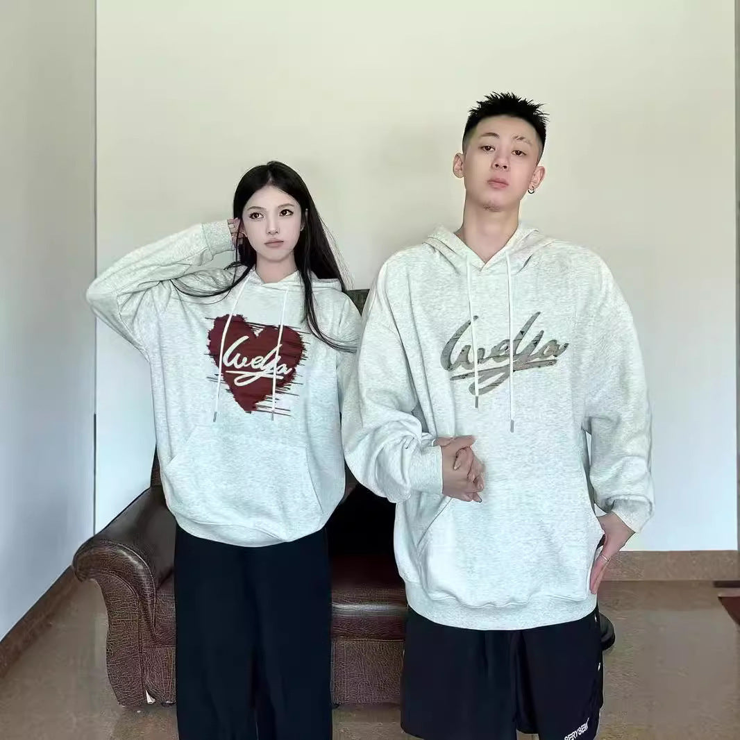 High-End Style Long-Sleeve Hooded Sweatshirt for Men and Women, Trendy Couple's Outfit for Autumn and Winter, with Added Fleece, Fashionable Brand Class Uniform