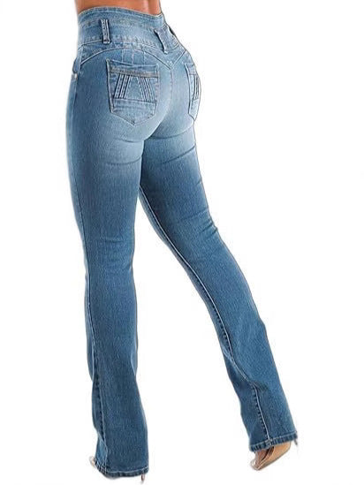 Women's Jeans 2025 New Style Amazon Cross-Border Independent Site Amazon Low-Rise Pants Retro High-Waisted Ripped Button
