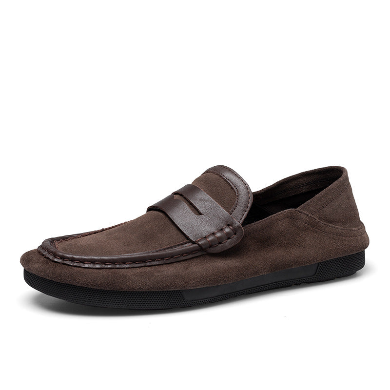 Men's Shoes, New Autumn Collection, Suede Leather, Comfortable Casual Men's Loafers, Fashionable and Trendy, Versatile Slip-On Slip-On Shoes