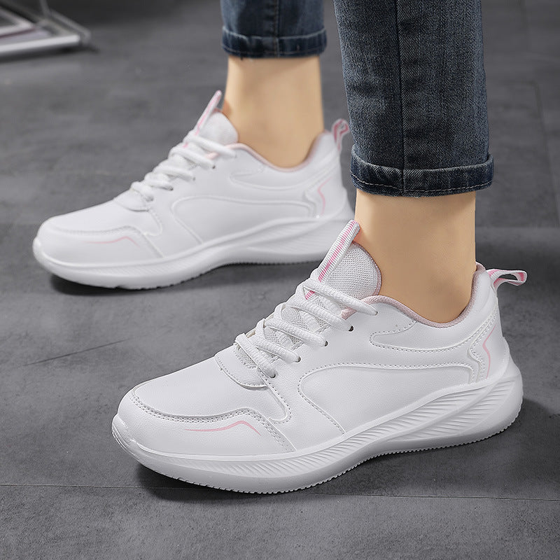 Quanzhou New Women's Fashionable Sports and Casual Shoes Outdoor Lightweight Non-Slip Soft Bottom Student Running Shoes White Shoes for Women