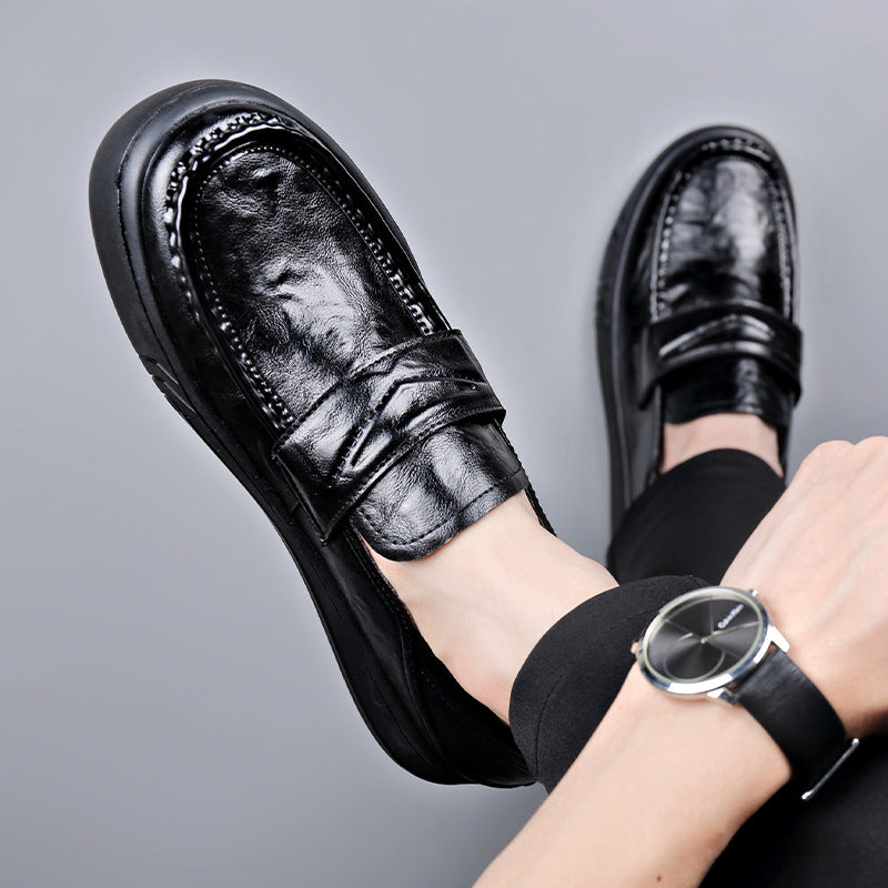 Men's Leather Shoes 2024 New Style Slip-On Formal Business Men's Shoes Soft Sole Round Toe Fashion Trend British Loafers