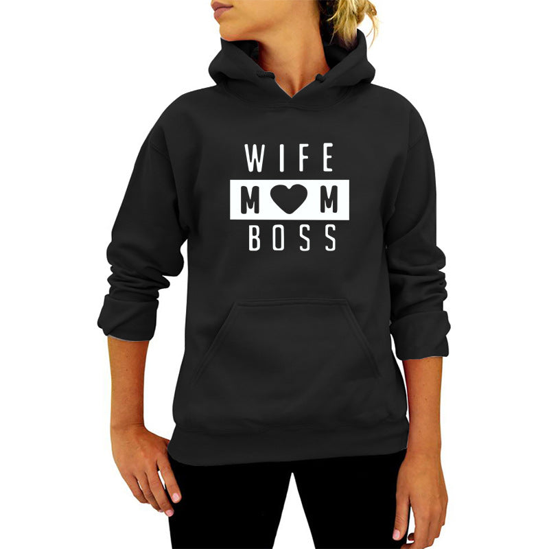 AliExpress Amazon ebay/wish cross-border WIFE MOM letter printed hooded vests in Europe and America in autumn and winter