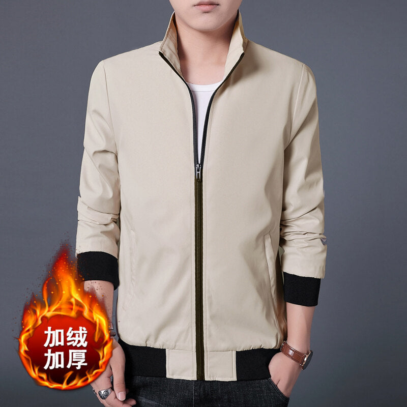 2024 New fleece-lined jacket men's coat fleece-lined thickened stand collar jacket 1918 jacket men