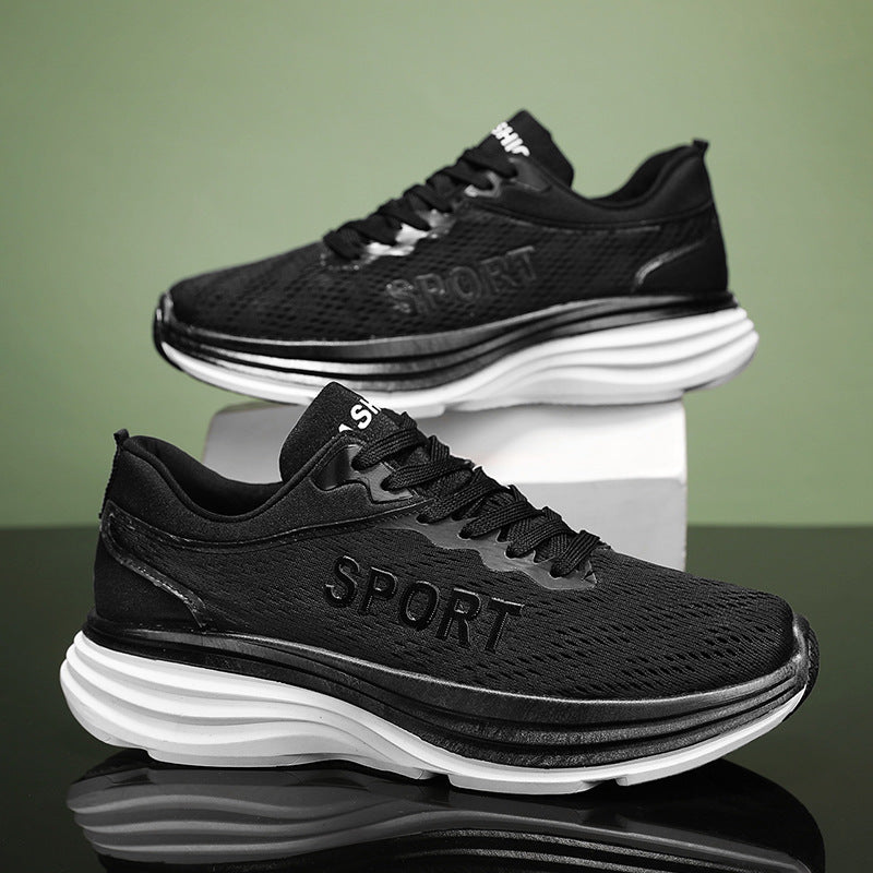 Breathable Low-top Sneakers Men's Summer New Arrival Lightweight Thick-soled Wear-resistant Casual Shoes All-match Trendy Running Shoes