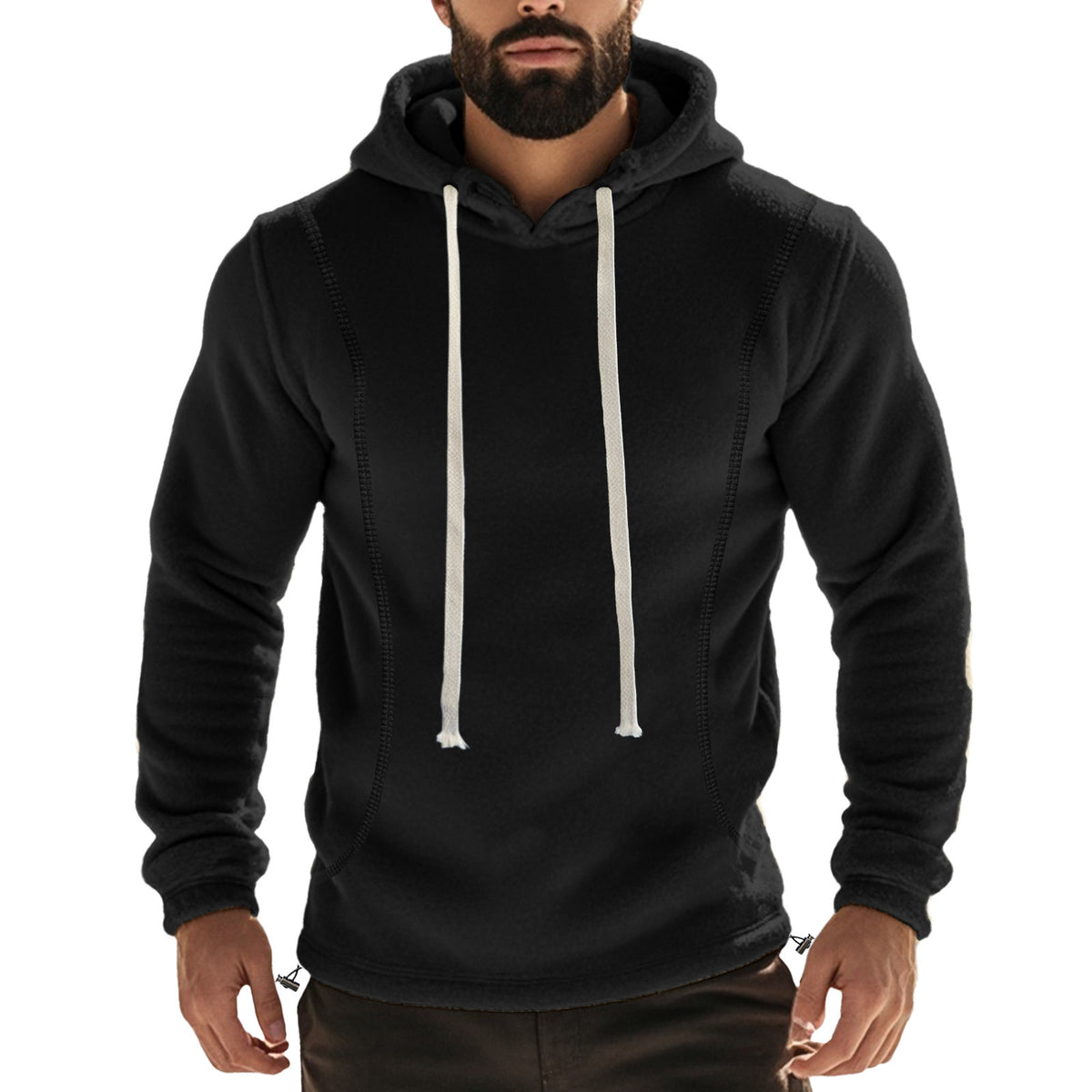 Cross-border Amazon autumn and winter  polar fleece hooded solid color sweater fleece-lined warm sports pullover hoodie