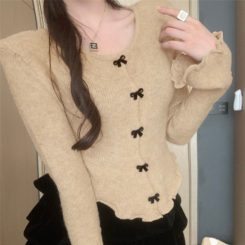 Red elegant fashion sweater women's autumn and winter 2024 New sweater undershirt short top slim fit