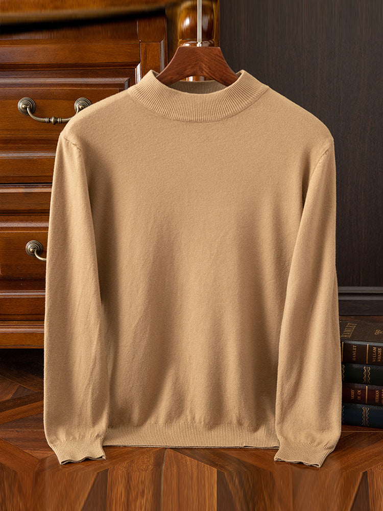 Autumn and winter semi-high collar men's pullover base sweater casual business loose fashion solid color long sleeve Andy velvet sweater