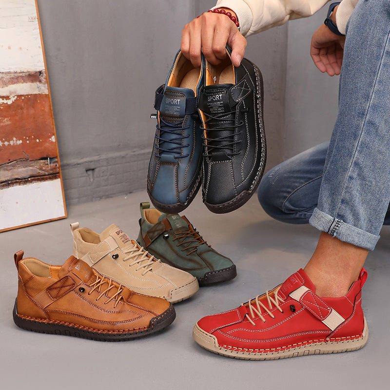 Spring and Autumn New Fashion Couple Leather Boots Outdoor Casual Men's and Women's Large Size Short Boots Foreign Trade Hand-Sewn Men's Boots
