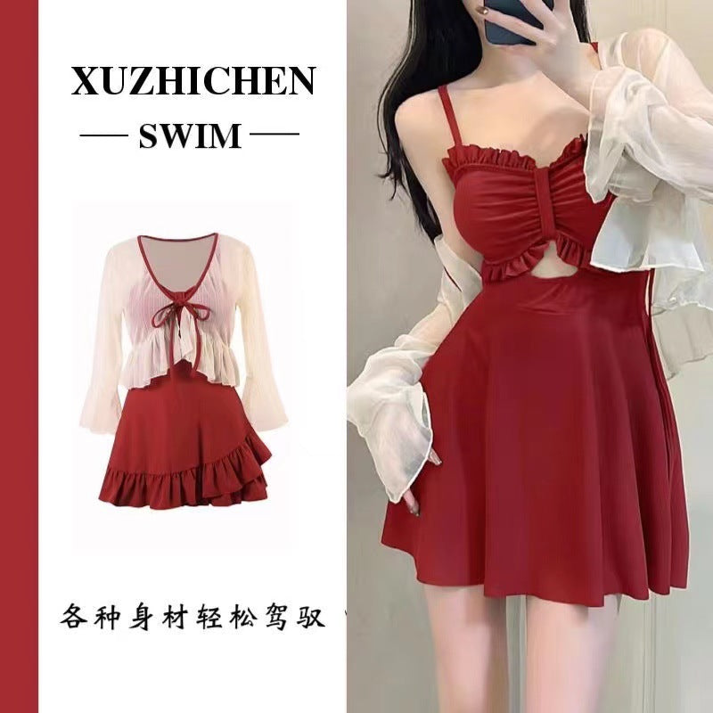 Swimwear Women's Sexy 2025 New Explosive Long-sleeved Conservative Fashion High-grade Slimming Split Hot Spring Swimwear