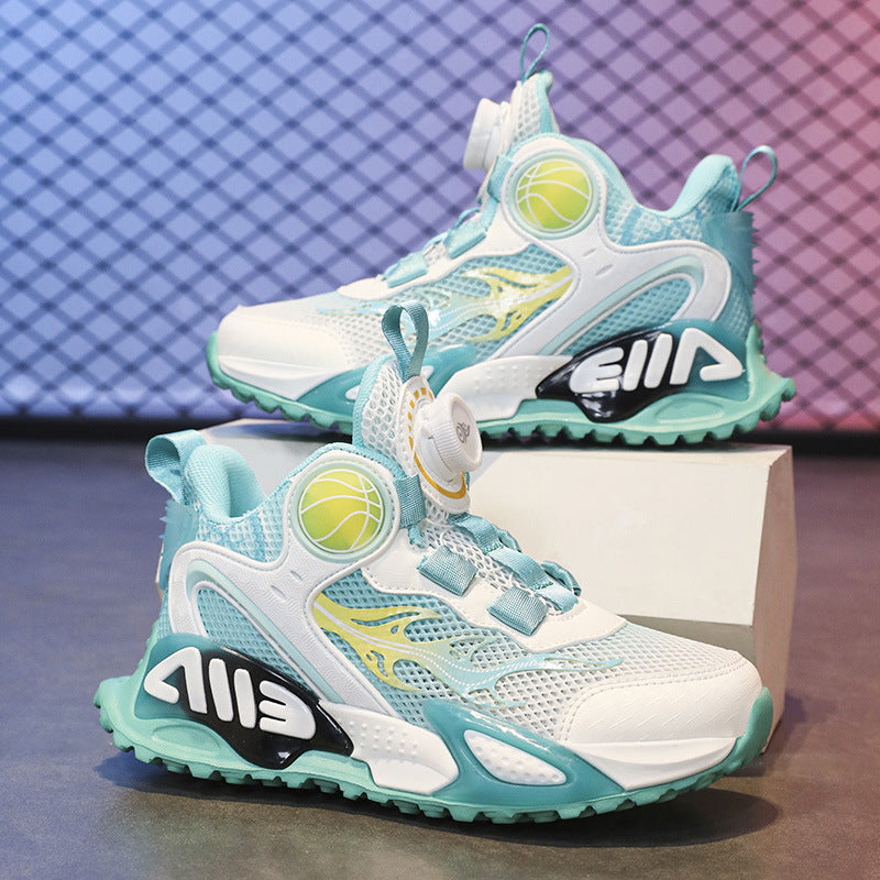 Children's Basketball Shoes 2026 Spring New Boys' Mesh Breathable Sports Shoes for Older Kids Practical Shock-Absorbing Running Shoes