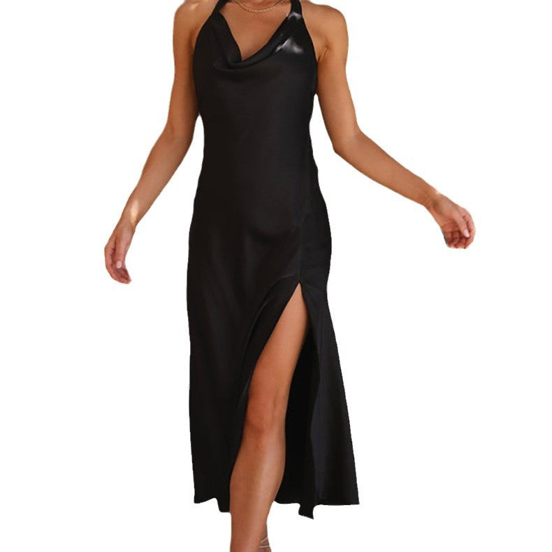 2023 European and American Hot-Selling Cross-Border Export Sleeveless Sexy Slim Long Skirt Women's Slit Backless Dress Ready Supply