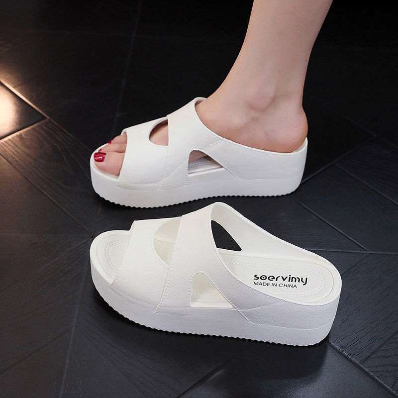 High-Heeled Slippers for Women to Wear in Summer, Ultra-Thick Soles, New Home Hot Style Wedge Heels, Platform Slippers, Non-Slip Plastic Sandals