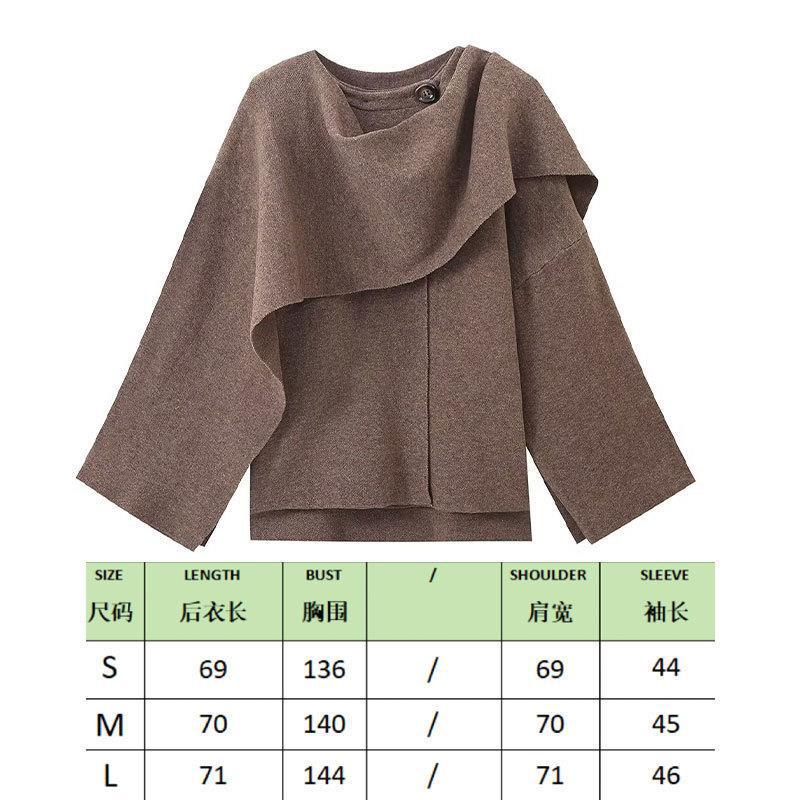 Scarf Knitted New Women's Autumn Cross-Border Outwear Jacket Loose Asymmetrical European and American Style Women
