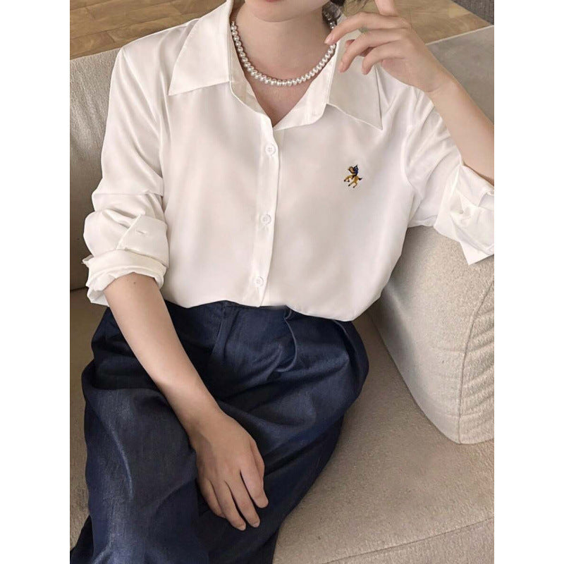 Foreign Trade New Cross-Border Blouses Casual Long Sleeve Striped Shirt Suitable for Daily Wear
