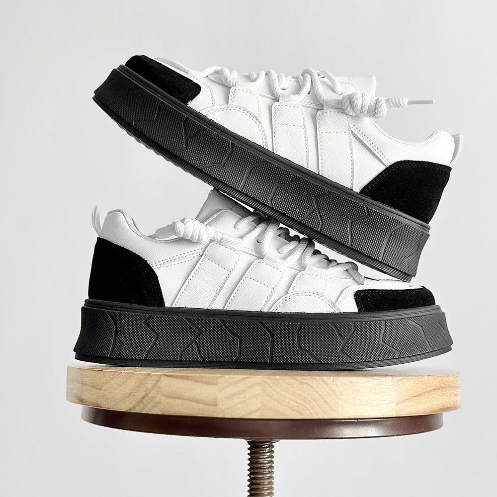 Men's Sneakers Japanese Style Trendy Versatile Shoes for Teenagers Original Niche Ins Thick-Soled Black and White Casual Shoes Trendy Ins Style