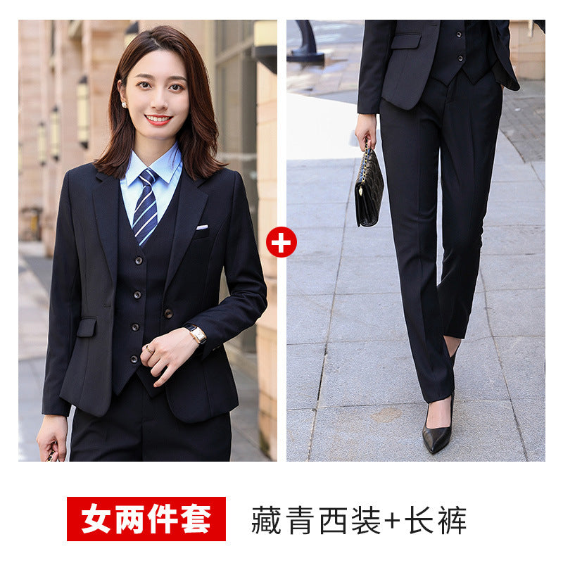 Business Attire for Men and Women, Autumn and Winter Fashionable Slim Business Suits, Women's Four-Piece Vest Formal Suits