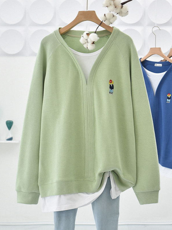 Women's Sweatshirt 2026 Spring, Autumn, and Winter New Style, Mid-Length, Loose, Stylish, Hip-Covering, Popular Top for Petite Figures